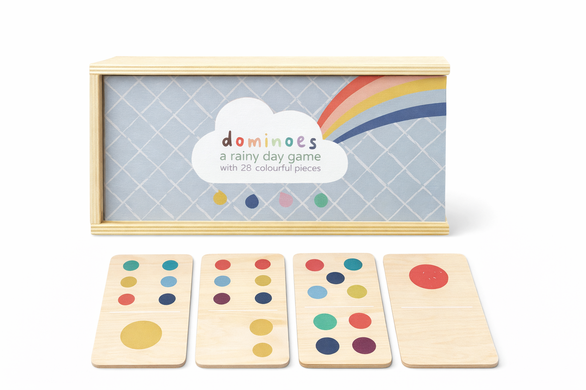 Dominos en bois arc-en-ciel pour petits