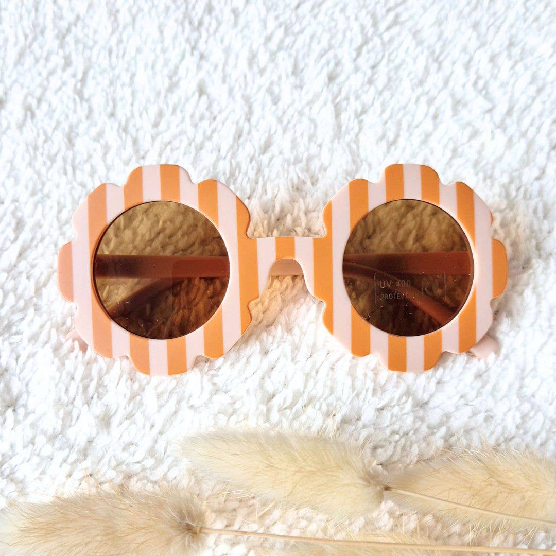 Lunettes de soleil bébé et enfants UV400 - Rayures chameau / rose doux